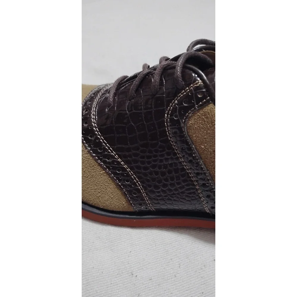 Stacy Adams Tegan Mens Oxford Shoes 8M Multi Suede Crocodile Print 24726-249